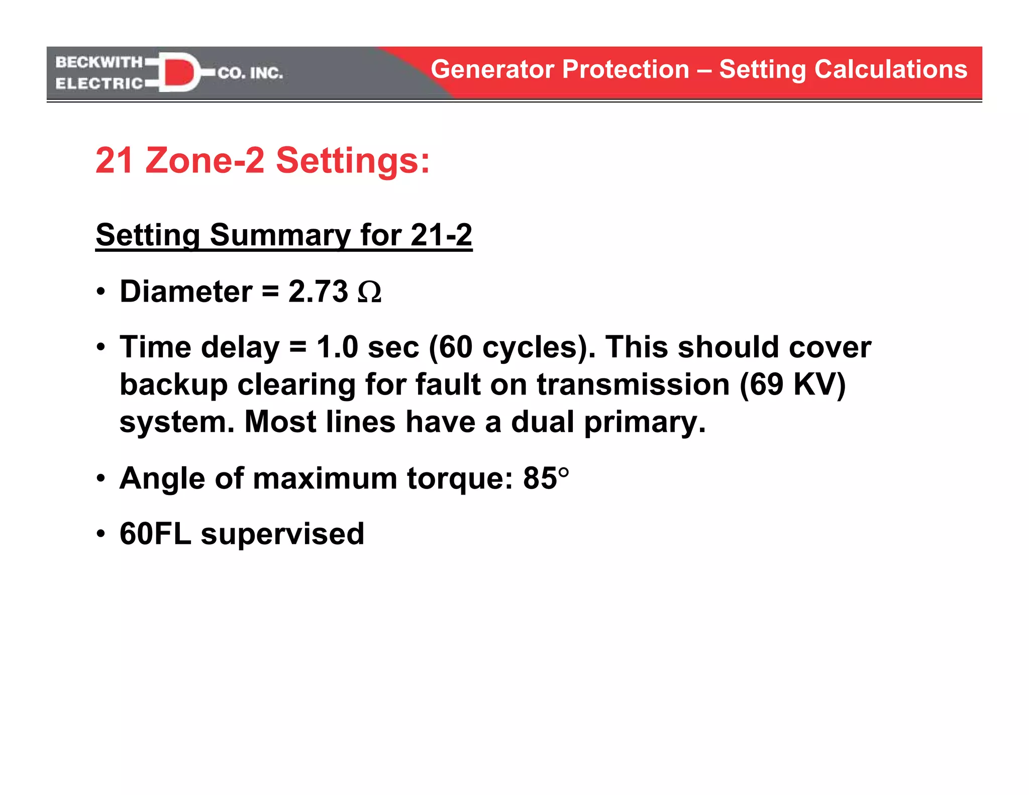 Generator protection calculations settings | PDF