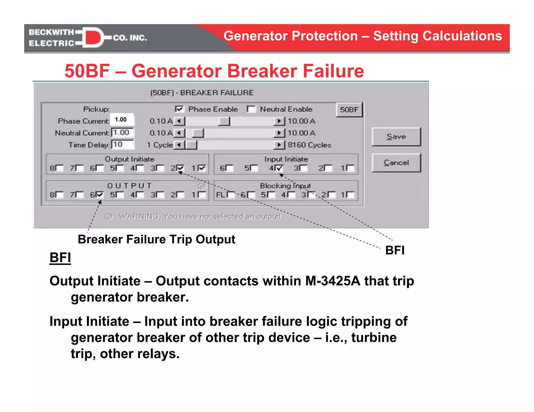 Generator Protection Settings Generator protection calculations settings | PDF