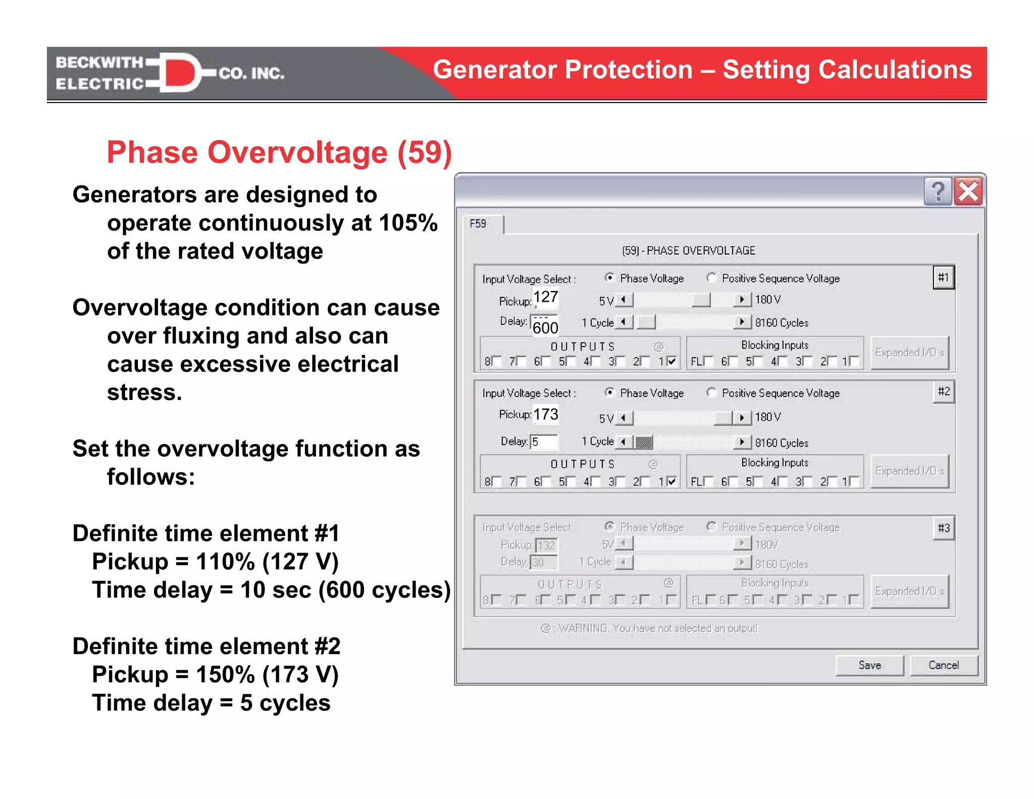 Generator protection calculations settings | PDF