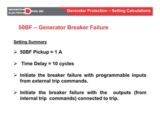 Generator Protection Settings Generator protection calculations settings | PDF