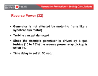 Generator Protection Settings Generator protection calculations settings | PDF
