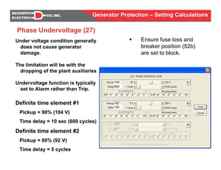 Generator Protection Settings Generator protection calculations settings | PDF