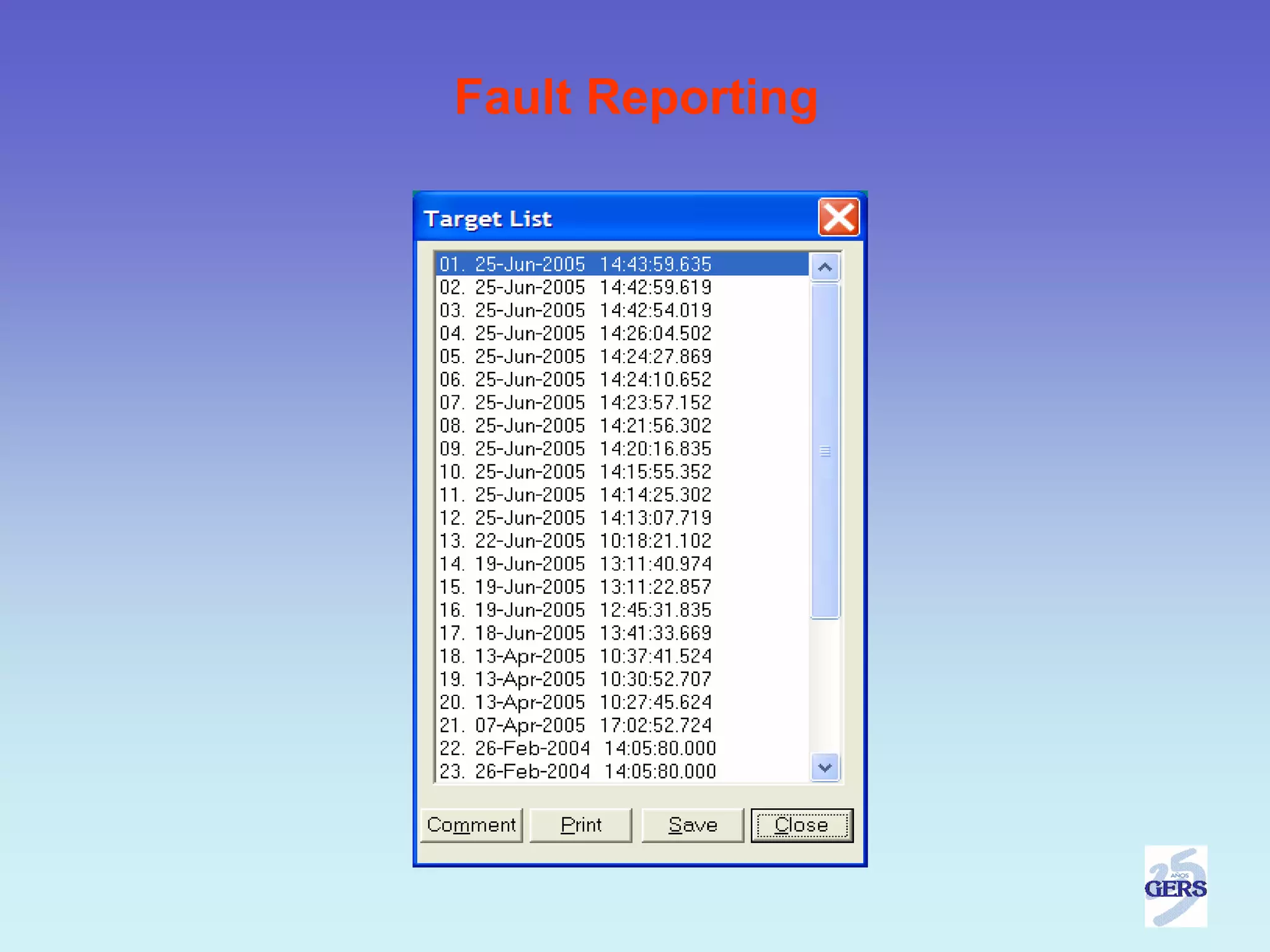 Fault Reporting
 
