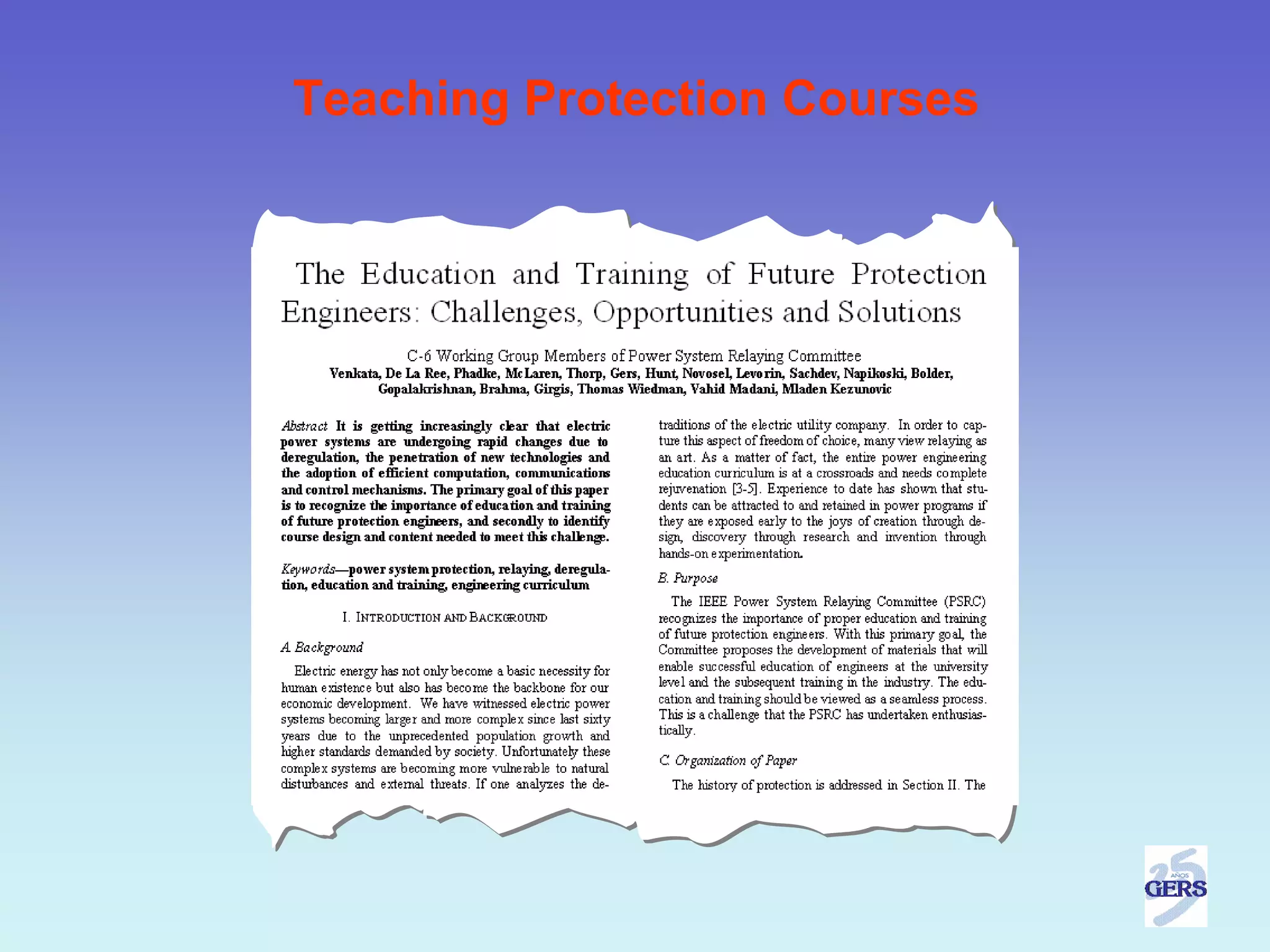 Teaching Protection Courses
 