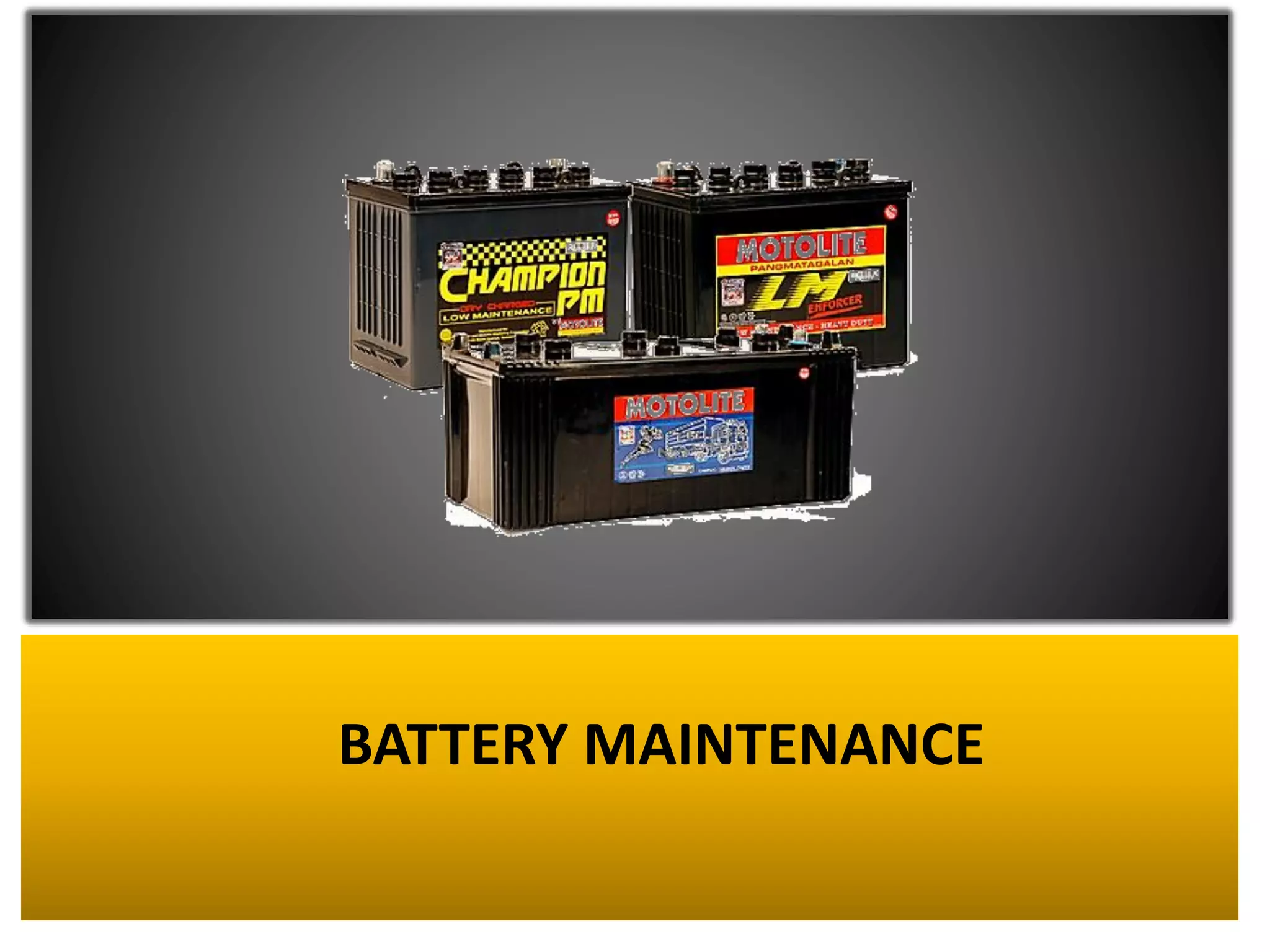 Generator Set Operation and MaintenanceTraining
Safety and Accident
Prevention
BATTERY MAINTENANCE
 