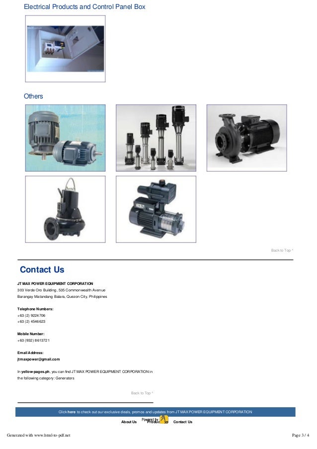 Generators Switches JT Max Power Equipment Corporation