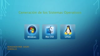 Generación de los Sistemas Operativos
REASIZADO POR: DAVID
GORDILLO
 