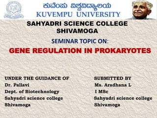 Gene regulation in prokaryotes | PPTX