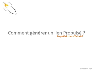 Comment générer un lien Propulsé ?
                     Propelink.com - Tutoriel




                                          ©Propelink.com
 