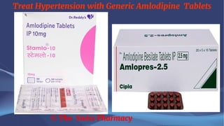 Treat Hypertension with Generic Amlodipine Tablets
© The Swiss Pharmacy
 