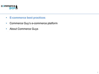 E-commerce best practicesCommerce Guy’s e-commerce platformAbout Commerce Guys2