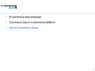 ScalabilityE-commerce best practicesCommerce Guy’s e-commerce platformAbout Commerce Guys16