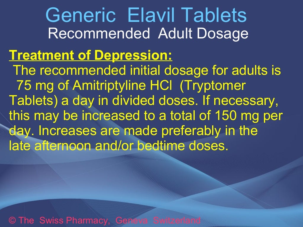 Generic Elavil Tablets for Treatment of Depression