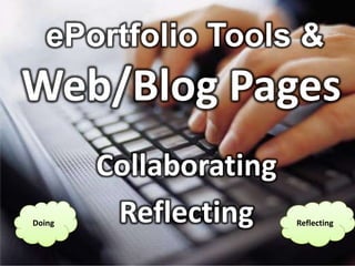 ePortfolio Tools &
Web/Blog Pages
        Collaborating
Doing    Reflecting     Reflecting
 