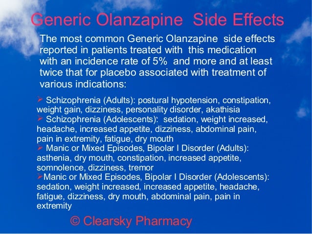 Side Effects Of Olanzapine Tablets