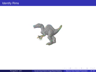 Identify Rims




      Phongsathorn (AIT)   Carved Visual Hulls for Image-Based Modeling   Machine Vision Student Presentation   20 / 49
 