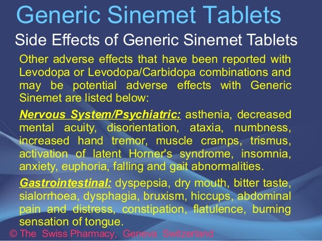 Sinemet Side Effects Parkinson Disease