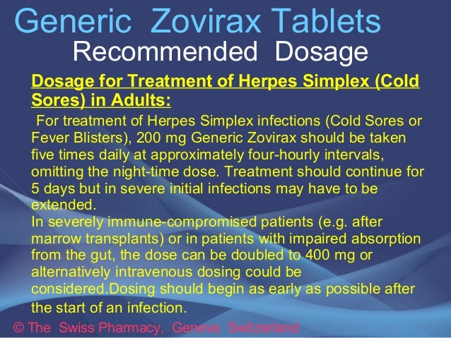 Zovirax Topical For Cold Sores Dosage