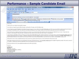 Performance – Sample Candidate Email 