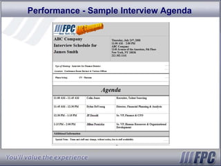Performance - Sample Interview Agenda 