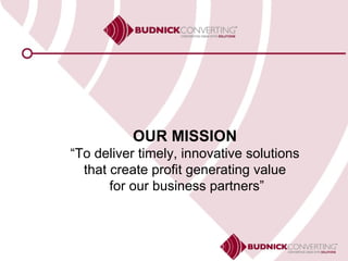 OUR MISSION “ To deliver timely, innovative solutions that create profit generating value for our business partners” 