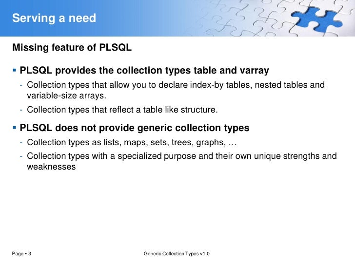 Generic collection types in PLSQL