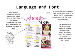 Generic Conventions of Magazine Covers and Contents Pages | PPTX