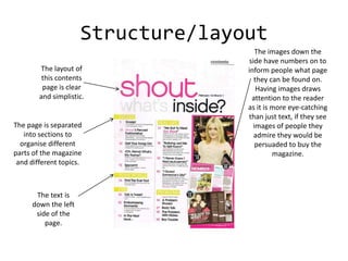 Generic Conventions of Magazine Covers and Contents Pages | PPTX