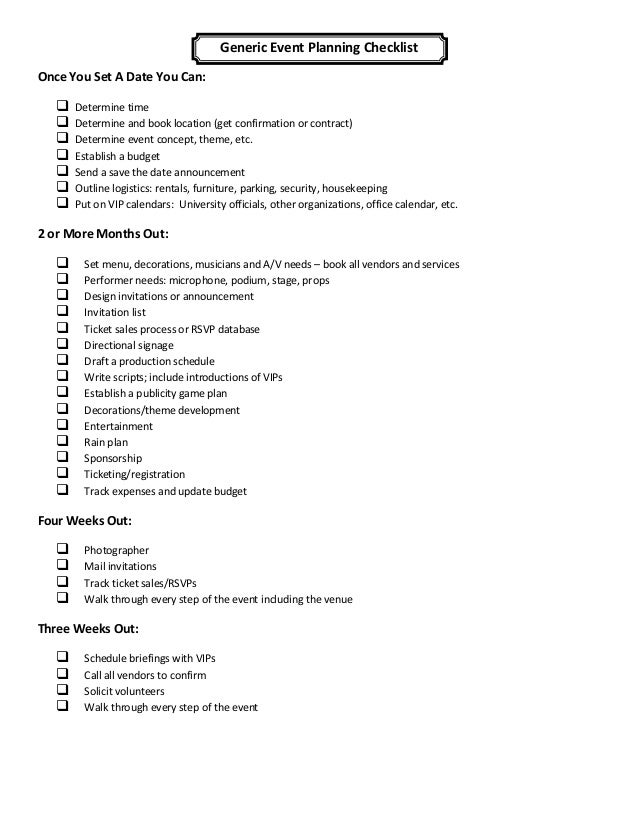 generic checklist
