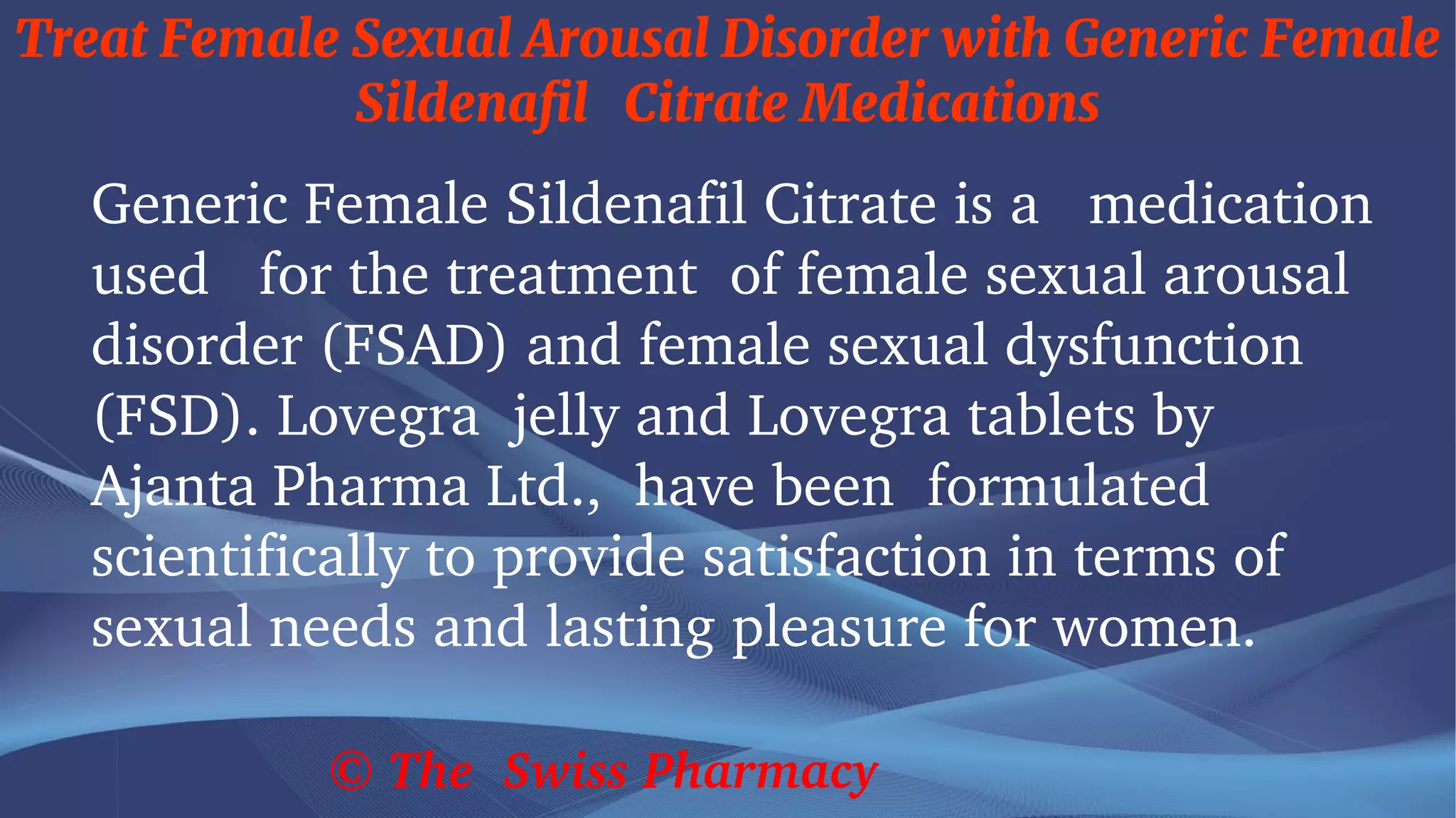 Generic Female Sildenafil Citrate Medications | PDF