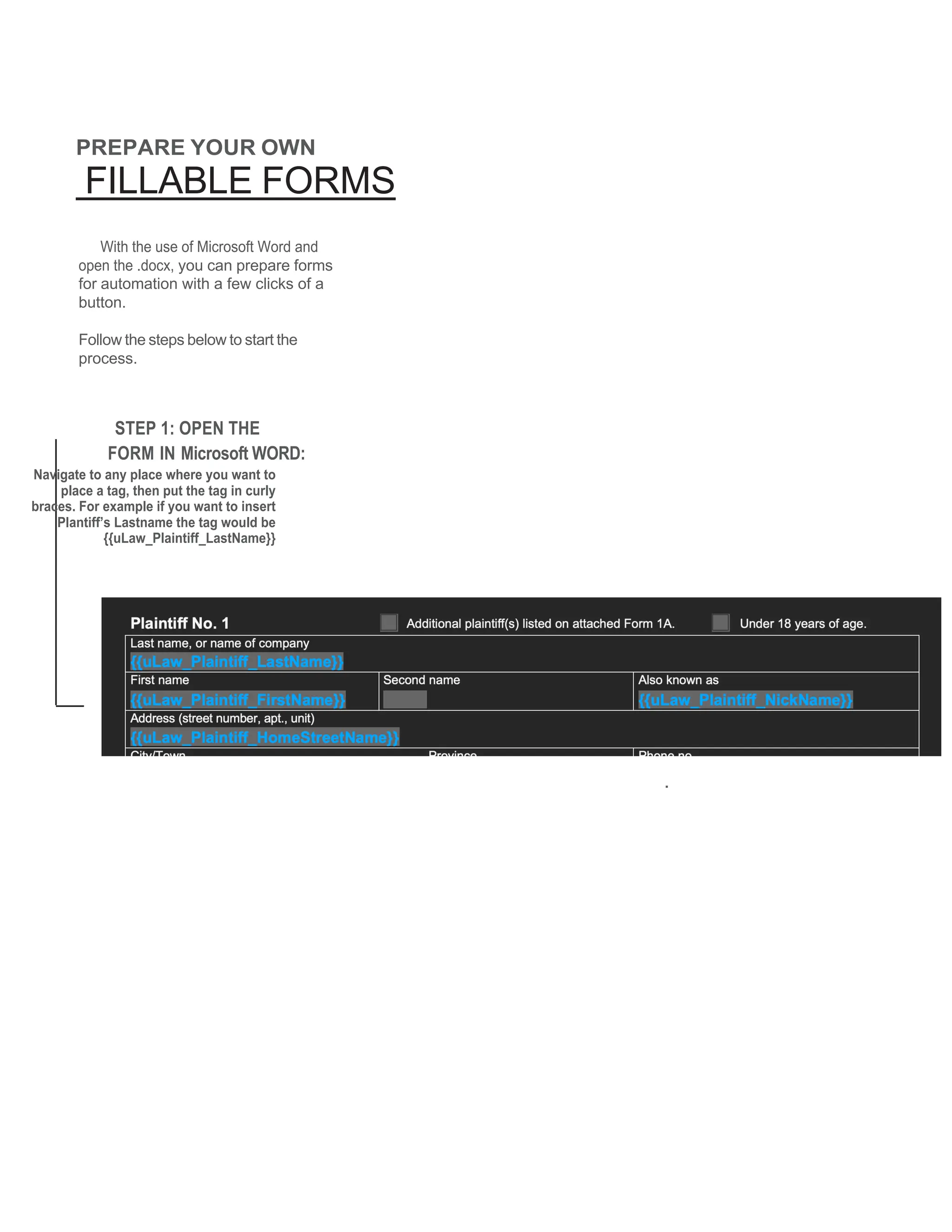 uLaw Generic Form Tags for DOCX documents | PDF
