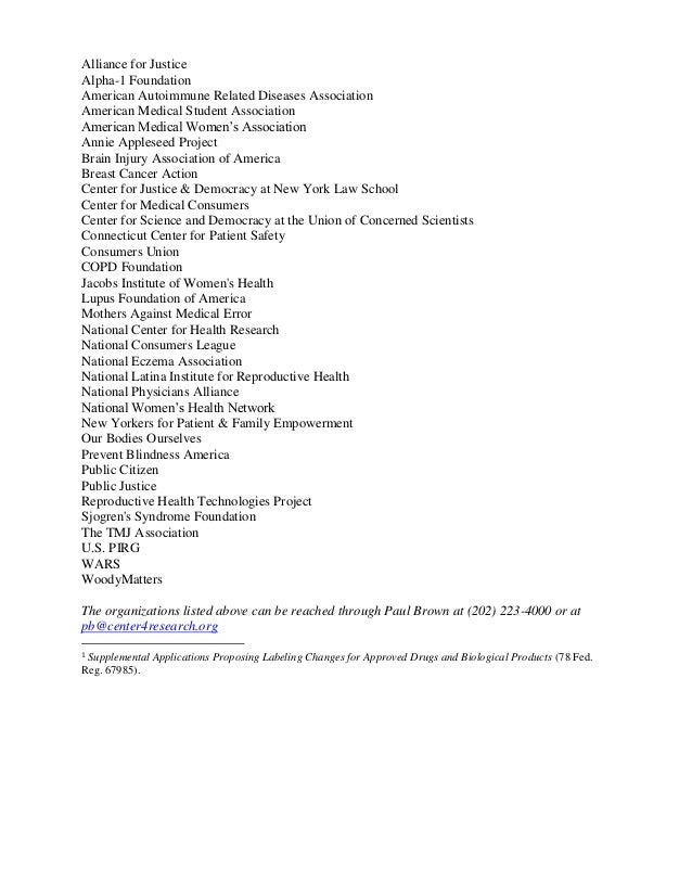 Consumer organizations support FDA proposal to reform 