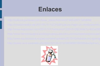 Enlaces
http://noticias.juridicas.com/base_datos/Admin/rd1345-2007.html#dt6
http://mondomedico.es/2011/01/11/%C2%BFque-es-mejor-un-medicamento-
http://www.expansion.com/2011/11/01/entorno/1320151282.html?a=ECIa289
http://www.farmaindustria.es/idc/groups/public/documents/observatorioccaa/f
http://www.equipocesca.org/wp-content/uploads/2010/10/disease-mongering
http://scielo.isciii.es/scielo.php?pid=S1135-57272009000100005&script=sci_
 