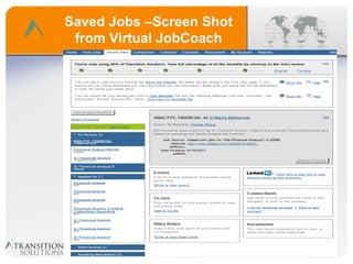 Saved Jobs –Screen Shot
 from Virtual JobCoach
 