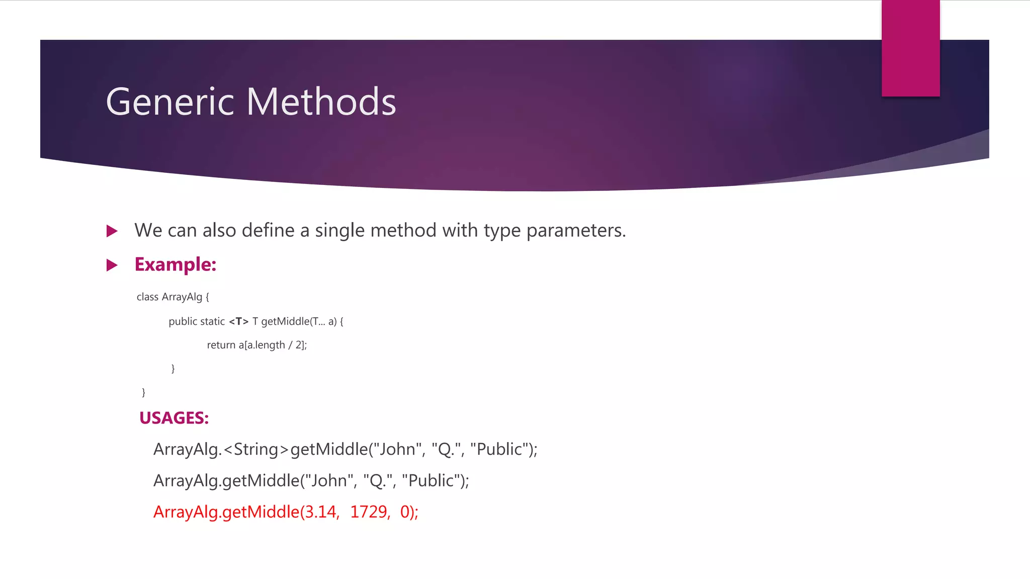 Generic Programming in java | PPT
