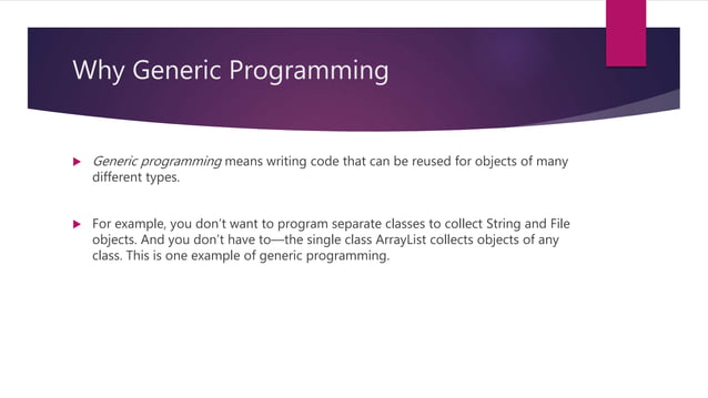 Generic Programming in java | PPTX