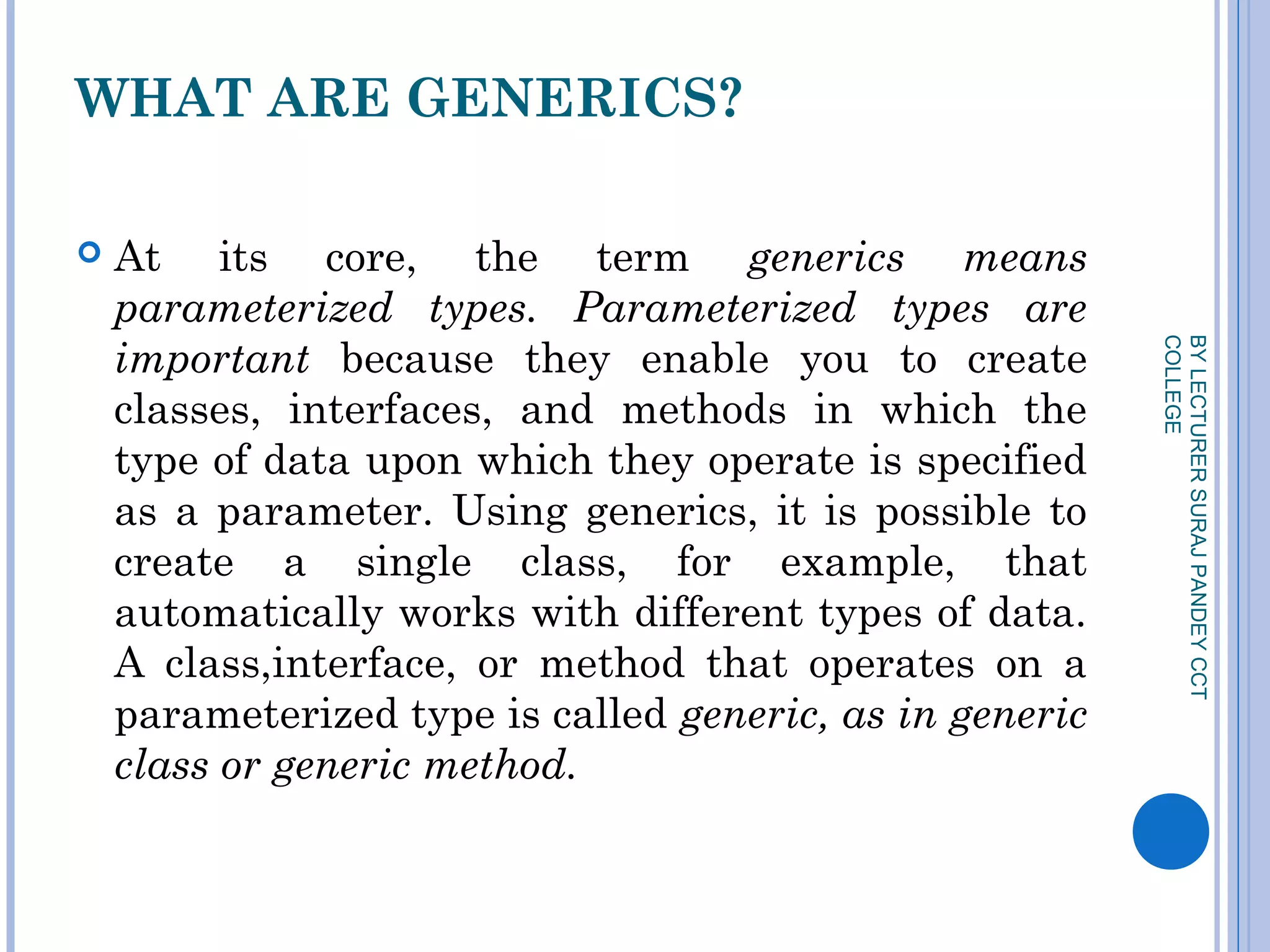 Generics in java | PPT