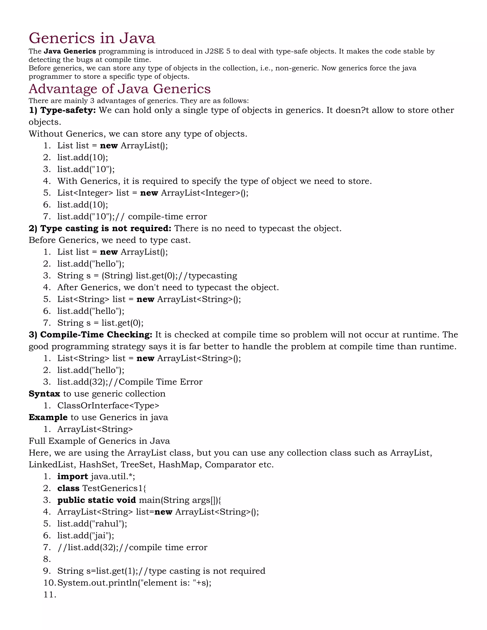 Generics in java | PDF