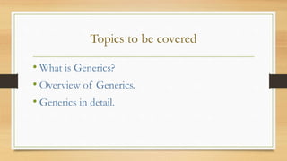 C# Generics | PPTX