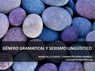 GÉNERO GRAMATICAL Y SEXISMO LINGÜÍSTICO
               MARIO DE LA FUENTE | FUNDACIÓN SIERRA-PAMBLEY
                                       cursos@sierrapambley.org
 