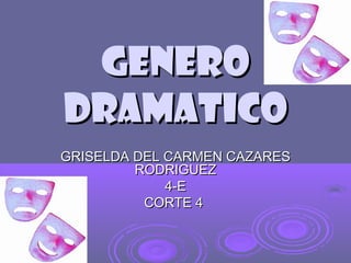 GENERO
DRAMATICO
GRISELDA DEL CARMEN CAZARES
RODRIGUEZ
4-E
CORTE 4

 