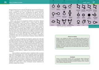 doenças mentais na nova versão da Classificação Internacional de Doenças,
a CID-11, divulgada no dia 18 de junho de 2018. A transexualidade,
porém, continua no CID, como “incongruência de gênero”, dentro da
categoria de condições relativas à saúde sexual. Ou seja, para que uma
pessoa tenha acesso ao Sistema Único de Saúde e tenha o direito de realizar
o chamado processo transexualizador, ela precisa passar por um longo
acompanhamento médico e ser considerada uma pessoa portadora de uma
“incongruência de gênero”.
Definir o que são pessoas transgêneras também é um desafio. Algumas
pessoas pesquisadoras e ativistas usam o termo como um guarda-
chuva para se referir a todas as pessoas que, de alguma forma, transitam
entre os gêneros mais conhecidos (ou seja, o masculino e o feminino).
Indianare Sophia, importante ativista no Rio de Janeiro, utiliza o conceito
de “transvestigênere”. As pessoas transgêneras, que também podem se
identificar como não-binárias, gênero fluido ou outras expressões, lidam
de outra forma com a ideia de transitar entre os gêneros. Em determinados
dias, elas podem estar a fim de sair de casa com alguns elementos marcados
como do universo feminino (algumas peças de roupa, maquiagem, joias,
adereços etc.) e em outros dias estão mais identificadas com o que é
considerado como universo masculino e assim se vestem e comportam.
Isso não tem nada a ver com performances artísticas, estamos falando da
vida cotidiana.
Além disso, pessoas transgêneras não aspiram o gênero que é tido pela
sociedade como oposto ao seu, desejo que é bastante comum nas (mas não
em todas) travestis e transexuais. Elas (as transgêneras) não se identificam
nem como homens e nem como mulheres porque não se identificam com
o que a sociedade construiu como dicotômicas identidades masculinas e
femininas.Essaspessoassesentembemnotrânsitoe,comisso,estãosempre
construindo novas combinações de gênero. Todos nós cotidianamente
construímos o nosso gênero, nos “montamos”, para usar uma expressão
usual do universo drag. A diferença é que as pessoas transgêneras fazem
isso de forma mais explícita e, algumas vezes, até como uma política do
cotidiano.
Outro problema é que muitas pessoas consideram todas as pessoas
trans como homossexuais. Esse é outro dos grandes equívocos cometidos
nessa área. As identidades trans, e acima refletimos apenas sobre algumas
delas (em outras culturas existem outras expressões, como dois espíritos,
na América do Norte, ou muxes, no México), se constituem em identidades
de gênero. Pessoas trans podem se identificar como homossexuais, mas
também podem se identificar como heterossexuais, bissexuais, pansexuais,
assexuais etc. Sobre essas e outras orientações sexuais trataremos na
próxima unidade deste módulo.
Síntese da unidade
Gênero é uma categoria de análise e as identidades de gênero podem ser
variadas e misturadas. Pensar que só existem duas identidades de gênero é uma
operação que exclui outras formas com as quais muitas pessoas se identificam
na atualidade. Todas as pessoas possuem um gênero ou uma mistura entre
os dois gêneros mais conhecidos. Assim como as nossas identidades culturais
outras, nós também não construímos de forma autônoma a nossa identidade
de gênero. Aliás, temos muito pouca autonomia para definir qual será a nossa
identidade de gênero porque ela já foi determinada antes mesmo antes do
nosso nascimento.
Atividade!
Assista os documentários Homens trans, de Alexandre Mattos (disponível
em https://www.youtube.com/watch?v=p7dbHcMg3fo) e Atrás dos Olhos
(disponível em https://www.youtube.com/watch?v=tqrNunx-hVA) e relacione
com as reflexões realizadas até aqui.
36 37
Figura 10: Símbolos de gênero. Por Caaloba
Gênero e sexualidade na atualidade Unidade 1: Gênero
 