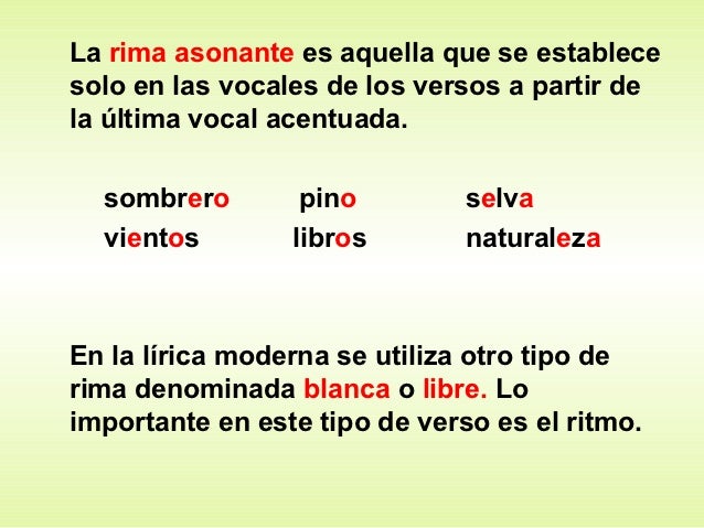 Genero Lirico Rima Asonante Y Consonante