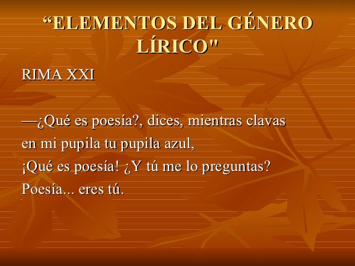 Genero lirico y sus caracteristicas