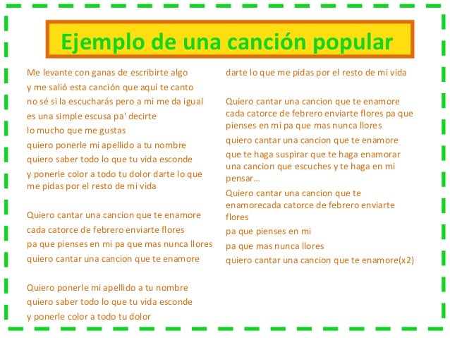 Genero, CANCION