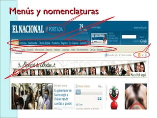 Menús y nomenclaturas 