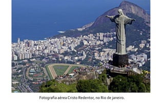 Fotografia aérea Cristo Redentor, no Rio de janeiro. 
 