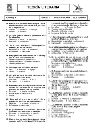 Generos Literarios 5 Ano