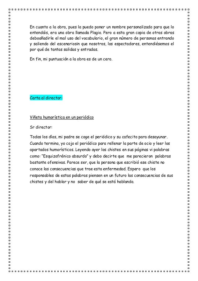 Carta De Opinion Ejemplo Corto