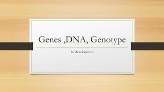 Genes ,DNA, Genotype
In Development
 